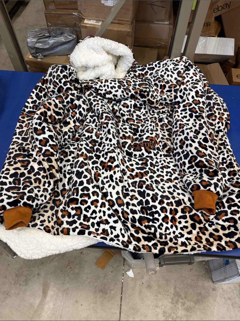 Cozy Leopard Sherpa Hoodie - White & Brown